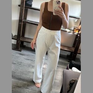 Vince cotton/lyocell/linen blend off white straight leg pants size 2 NEW